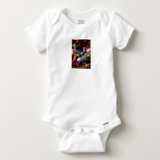 Peacock Christmas Design Baby Onesie