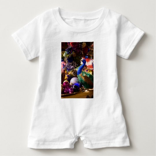Peacock Christmas Design Baby Romper