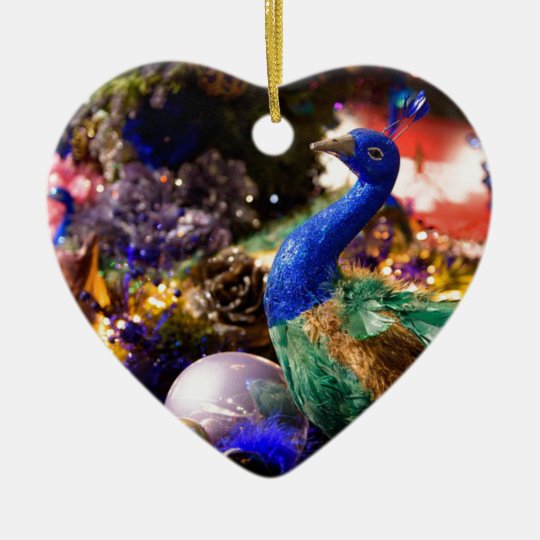 Peacock Christmas Design Ceramic Ornament