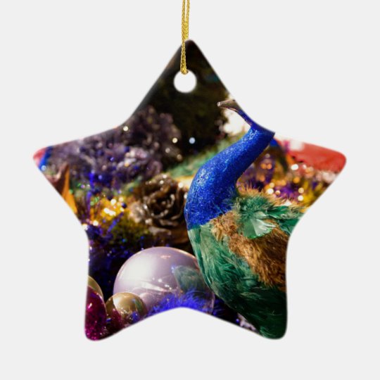 Peacock Christmas Design Ceramic Ornament
