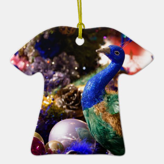 Peacock Christmas Design Ceramic Ornament