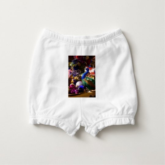 Peacock Christmas Design Diaper Cover