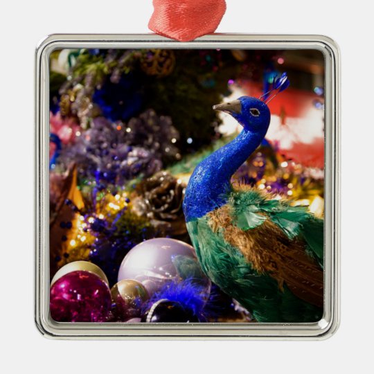 Peacock Christmas Design Metal Ornament