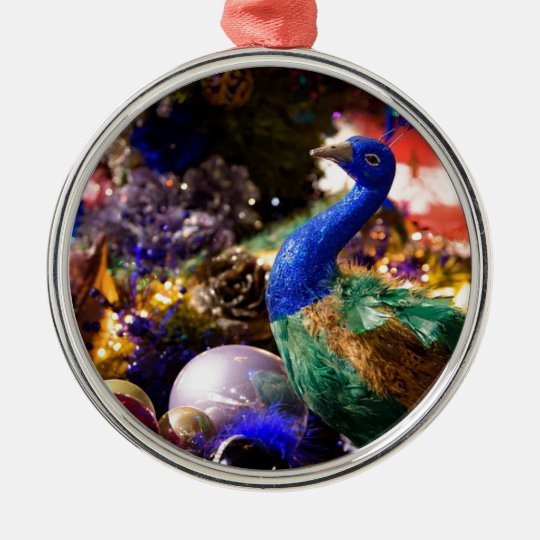 Peacock Christmas Design Metal Ornament