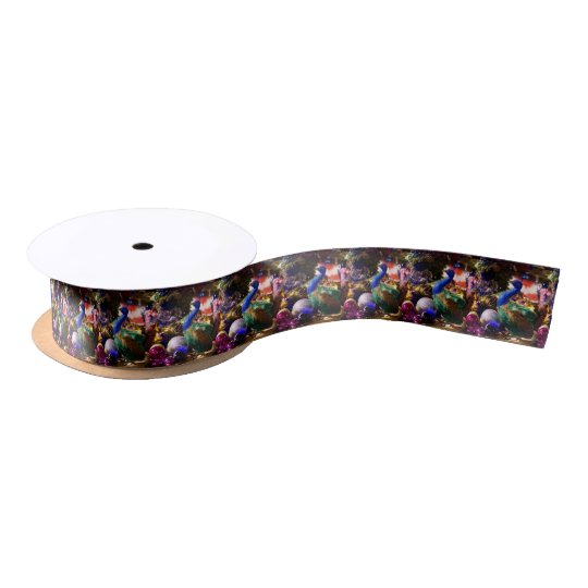 Peacock Christmas Design Satin Ribbon