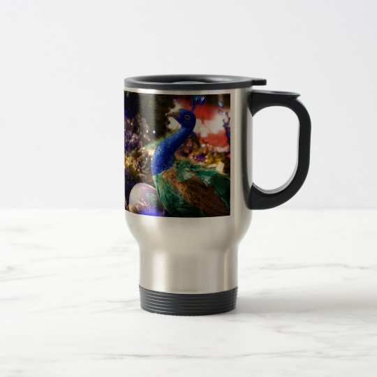 Peacock Christmas Design Travel Mug