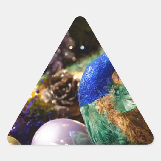 Peacock Christmas Design Triangle Sticker