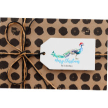 Peacock Christmas Gift Tag Personalized