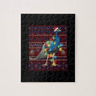 Peacock Christmas Lights Ugly Sweater Goat Lover Jigsaw Puzzle