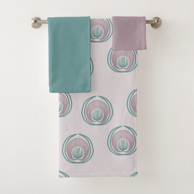 Peacock Circles  Bath Towel Set (Insitu)
