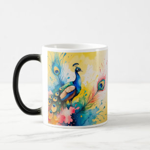 Peacock coloful design magic mug