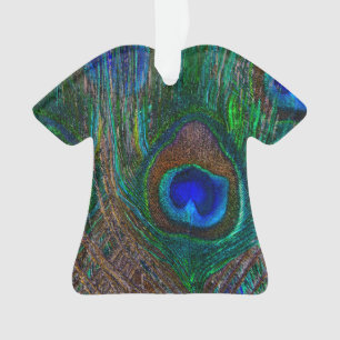 Peacock Coloré Plumes Etching Style