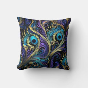 Peacock Colorful Pattern Throw Pillow