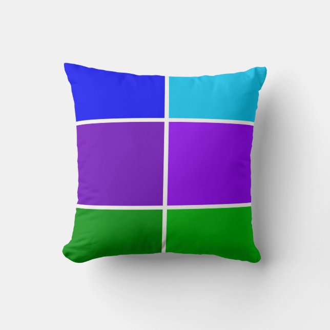 Peacock Colour Geometric Blocks Throw Pillow (Front)