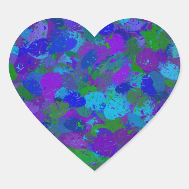 Peacock Colour Heart Sticker (Front)