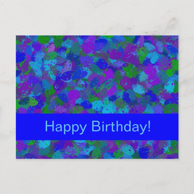 Peacock Colour Splatters Postcard (Front)