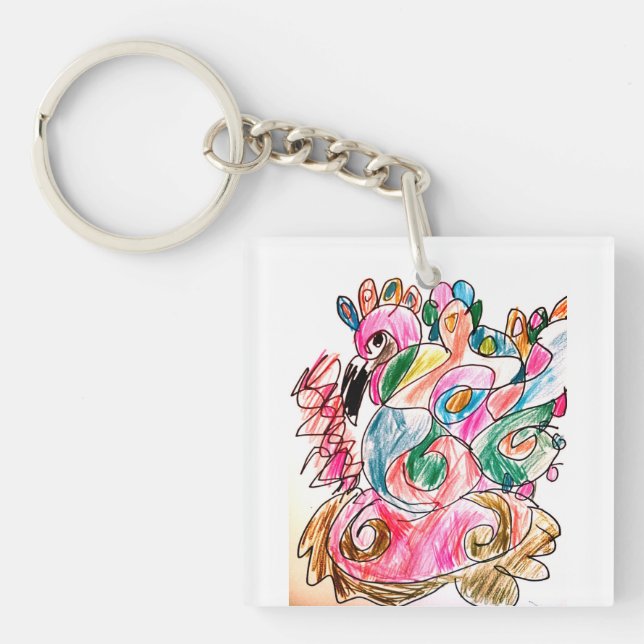 Peacock colourful keychain (Front)