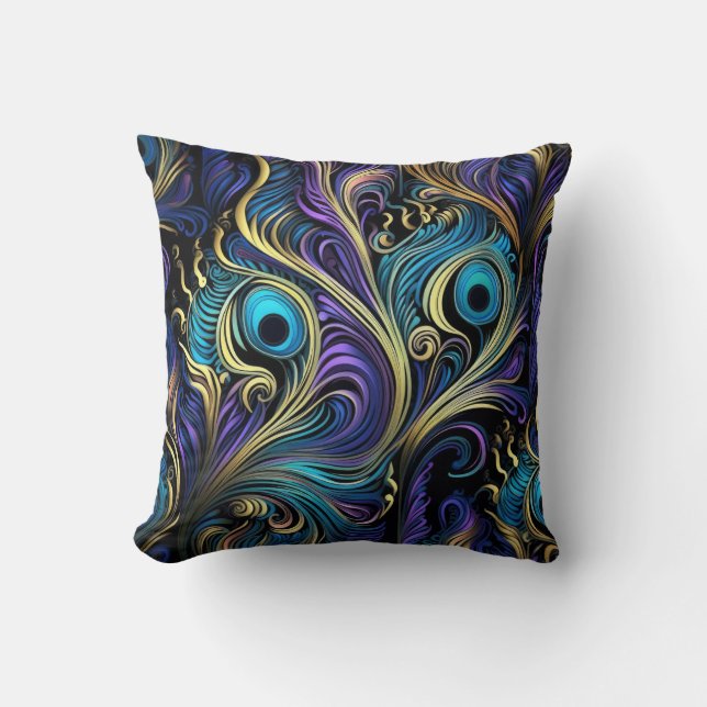 Peacock Colourful Pattern Throw Pillow (Front)