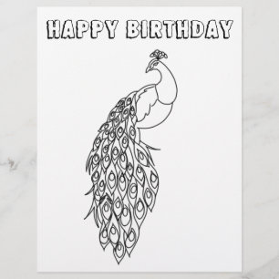 Peacock Colouring Page kids Birthday Party Activit