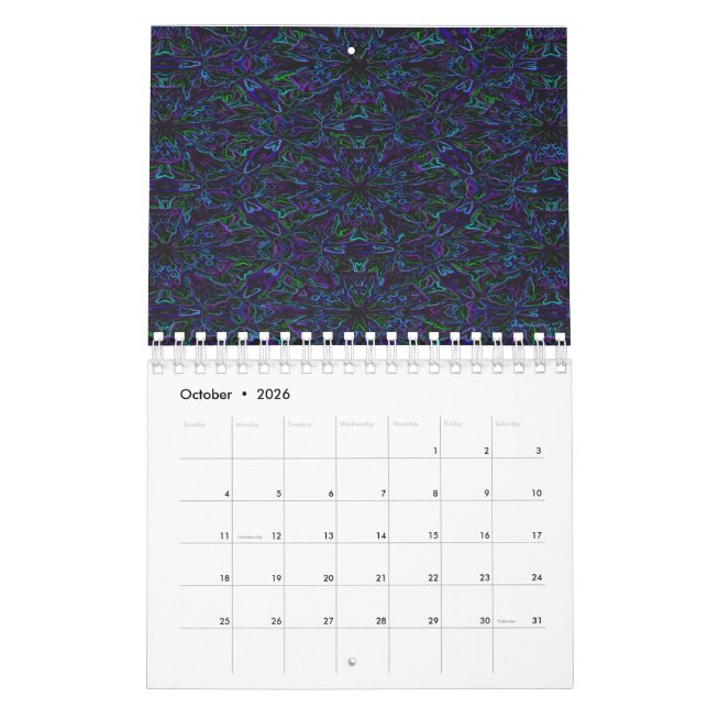 Peacock Colours Calendar (Oct 2026)