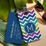 Peacock Colours Chevron Pattern Custom Monograms Luggage Tag<br><div class="desc">A popular design with modern Fall colours and an area to add your monogram or name. Trendy colours and patterns for your phone. If you need to adjust the monograms,  click on the customize button and make changes.</div>