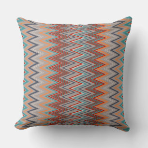 Peacock Colours Zigzag Throw Pillow