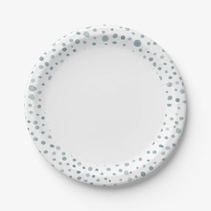 Peacock Confetti Watercolor Dots Paper Plate
