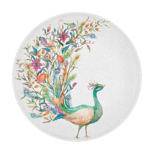 Peacock Cutting Board (Front)