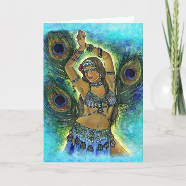 Peacock Dancer Greeting Card (Front)