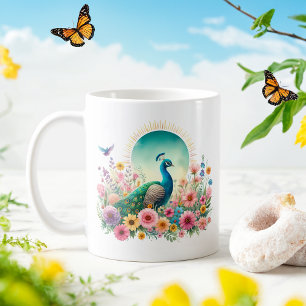Peacock de l'aquarelle de printemps - Kid Mug