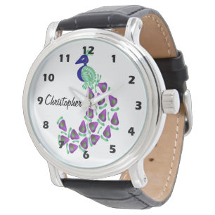 Peacock Design Personalised Watch