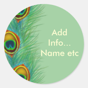 Peacock Design Personalized Gifts Classic Round Sticker