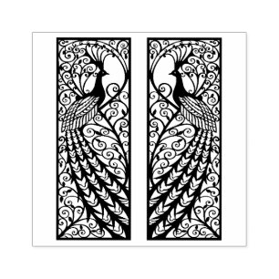 Peacock design rubber stamp