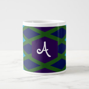 Peacock Diamond Monogram Large Coffee Mug
