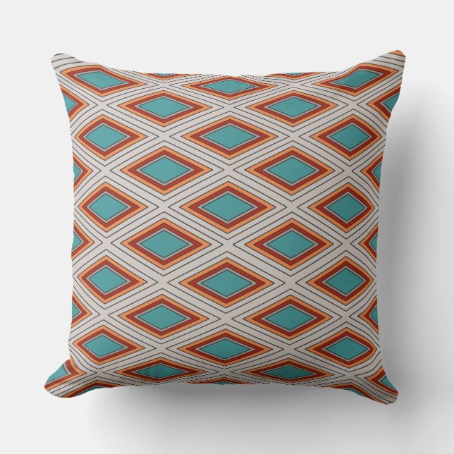 Peacock Diamonds Throw Pillow (Front)