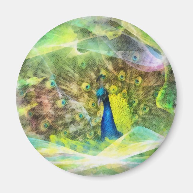 Peacock Digital Painting Magnet (Front)