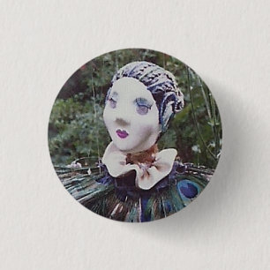 Peacock doll 1 inch round button
