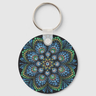 Peacock Dot Mandala  Keychain