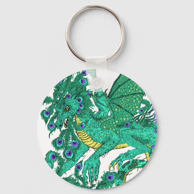 Peacock Dragon Keychain (Front)