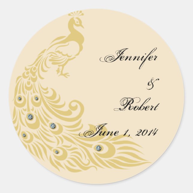 Peacock Elegance Art Deco Wedding Envelope Seal (Front)