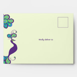 Peacock Elegance Multicolored Vintage Wedding Envelope