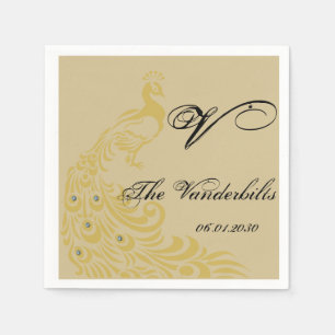 Peacock Elegance with an Art Deco Flair Monogram Napkin