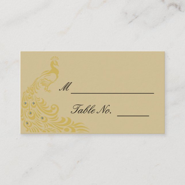 Peacock Elegance with an Art Deco Flair Place Card (Front)