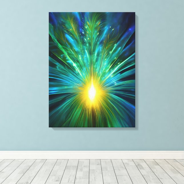  Peacock Energy Frequency Abstract for the Premium Canvas Print (Insitu(Wood Floor))