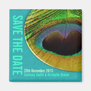 Peacock Enregistrer la date Aimant Aqua