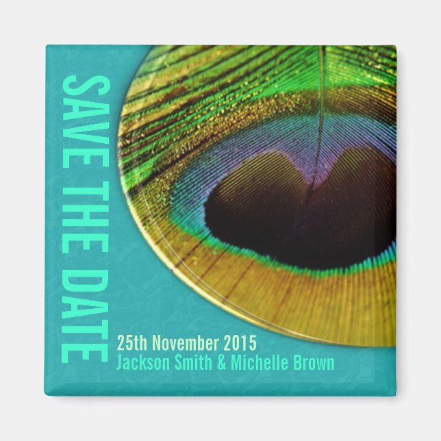 Peacock Enregistrer la date Aimant Aqua (Devant)