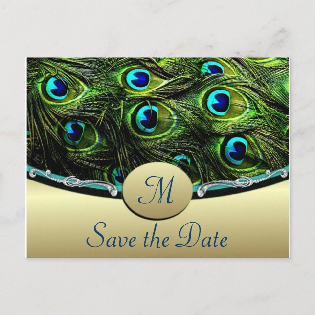 Peacock Enregistrer la date Cartes de mariage (Devant)