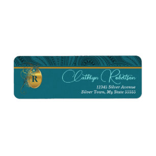 Peacock et Gold Monogramme Adresse