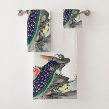 Peacock et les fleurs Art Vintage japonais