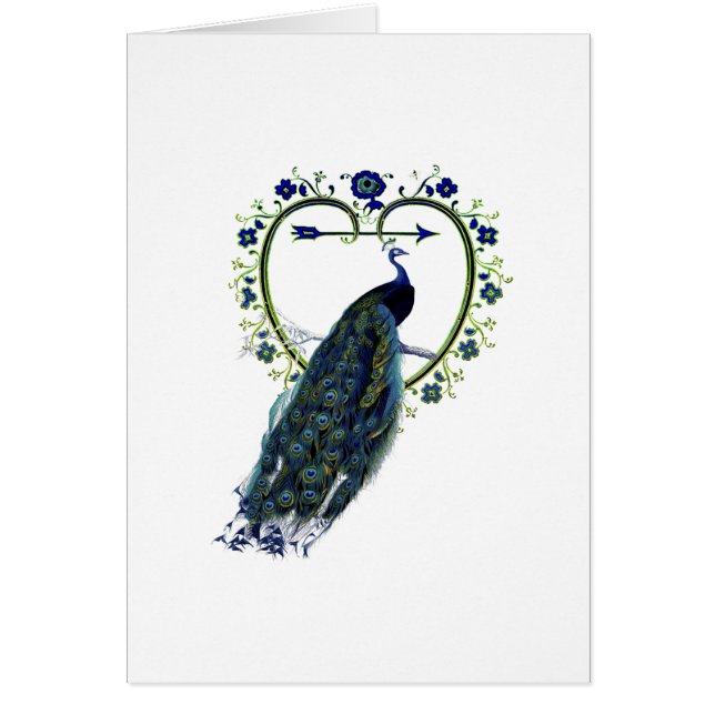 Peacock étonnant et cadre de fleur de coeur orné (Devant)